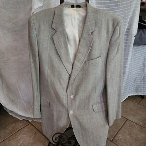 Boston Traders Mens 42L Blazer 100% Silk Grey Houndstooth Sport Coat Jacket